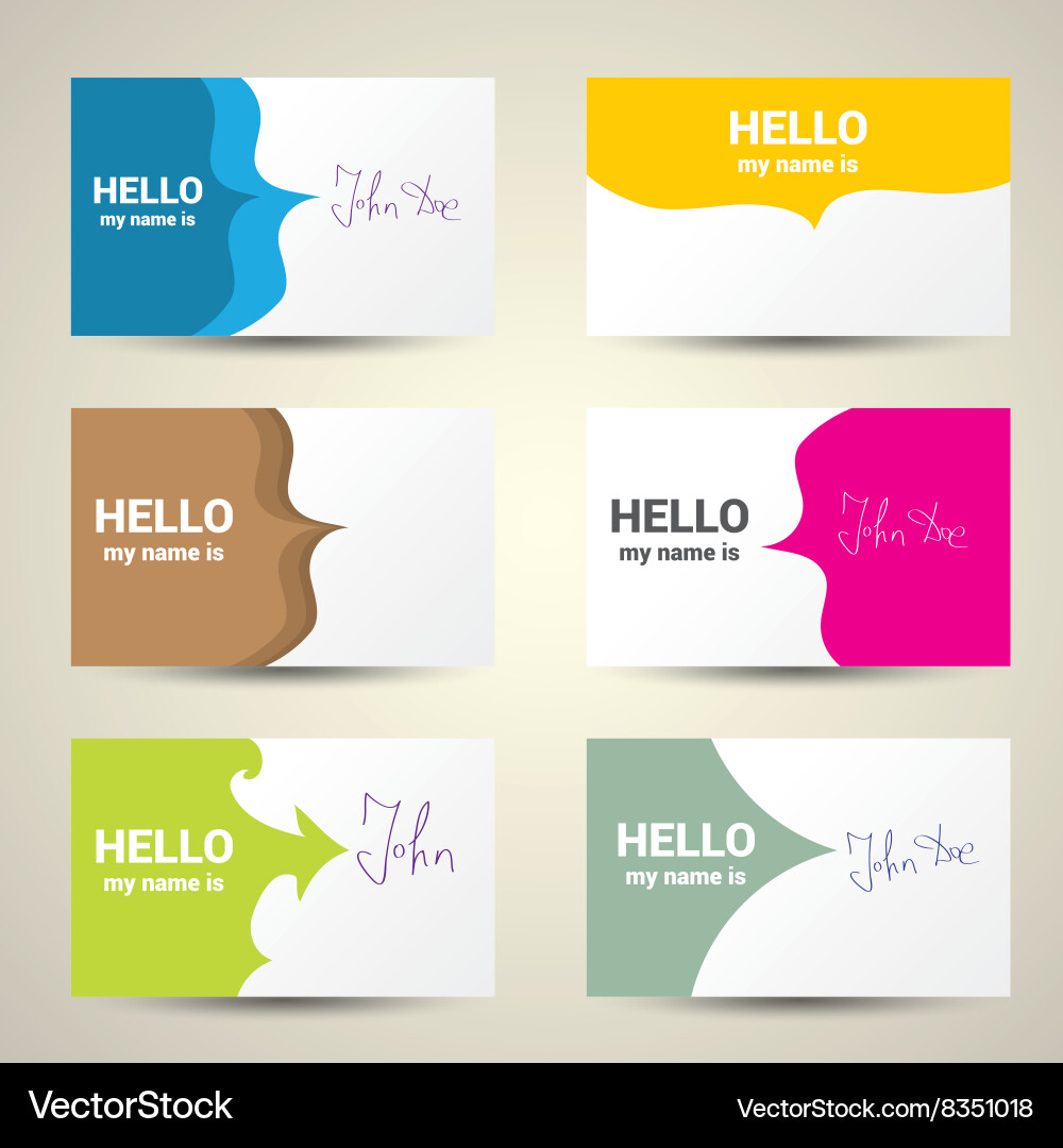 Hello my name is tag set vector image
