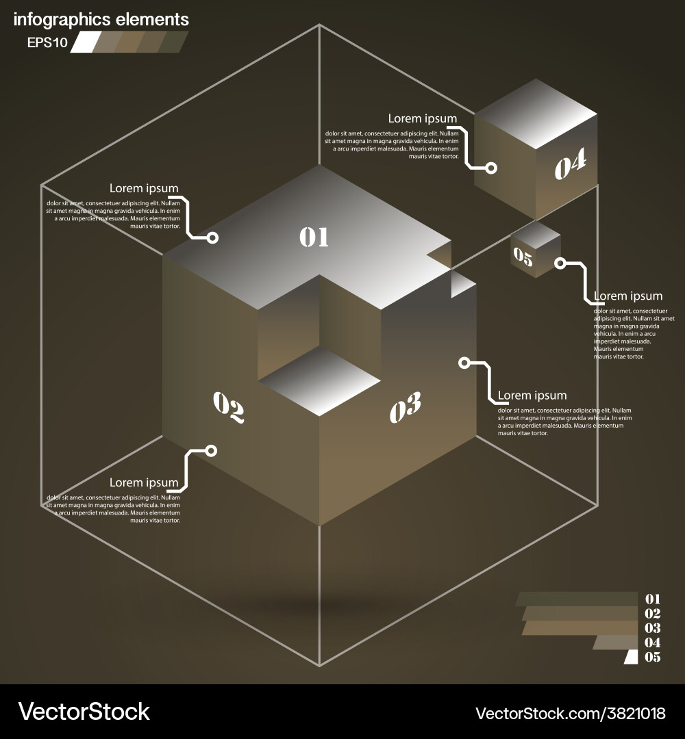 Isometric Data Elements Vector Image