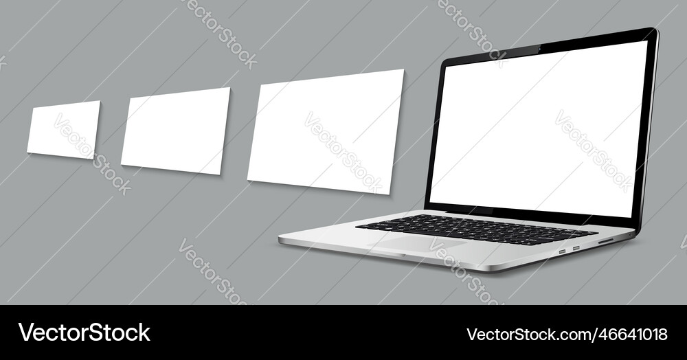 Laptop with blank web pages mockup for showing Laptop with blank web pages mockup for showing vector image