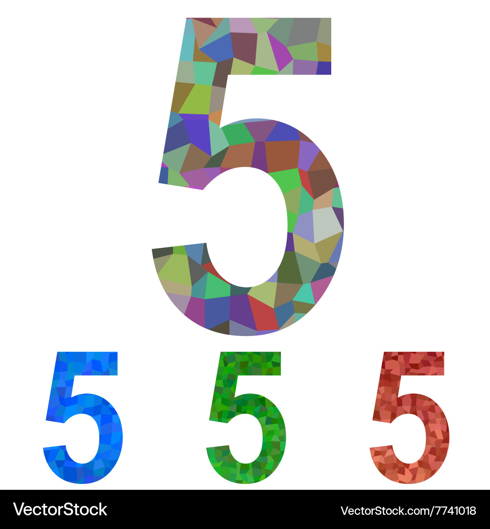 Mosaic font design set - number 5 Vector Image