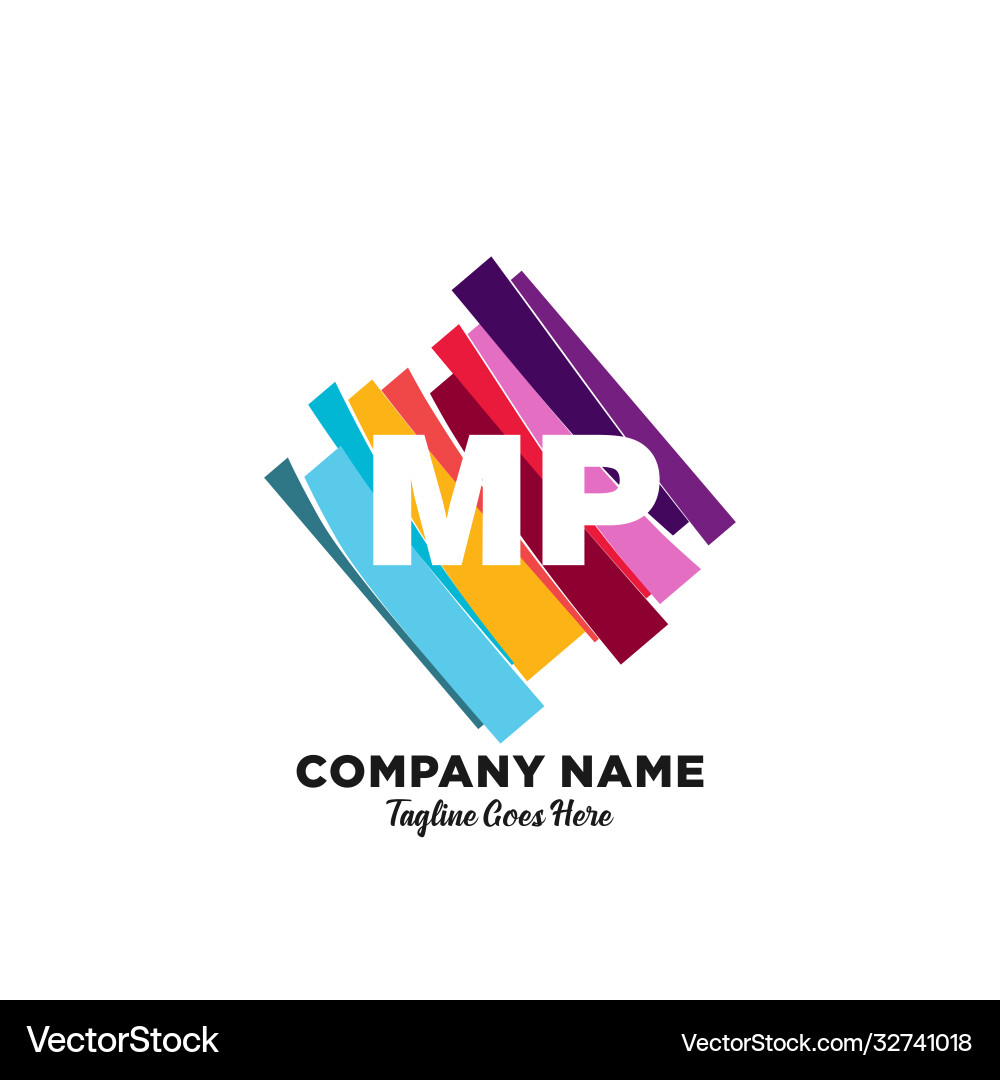 Mp initial logo with colorful template Vector Image