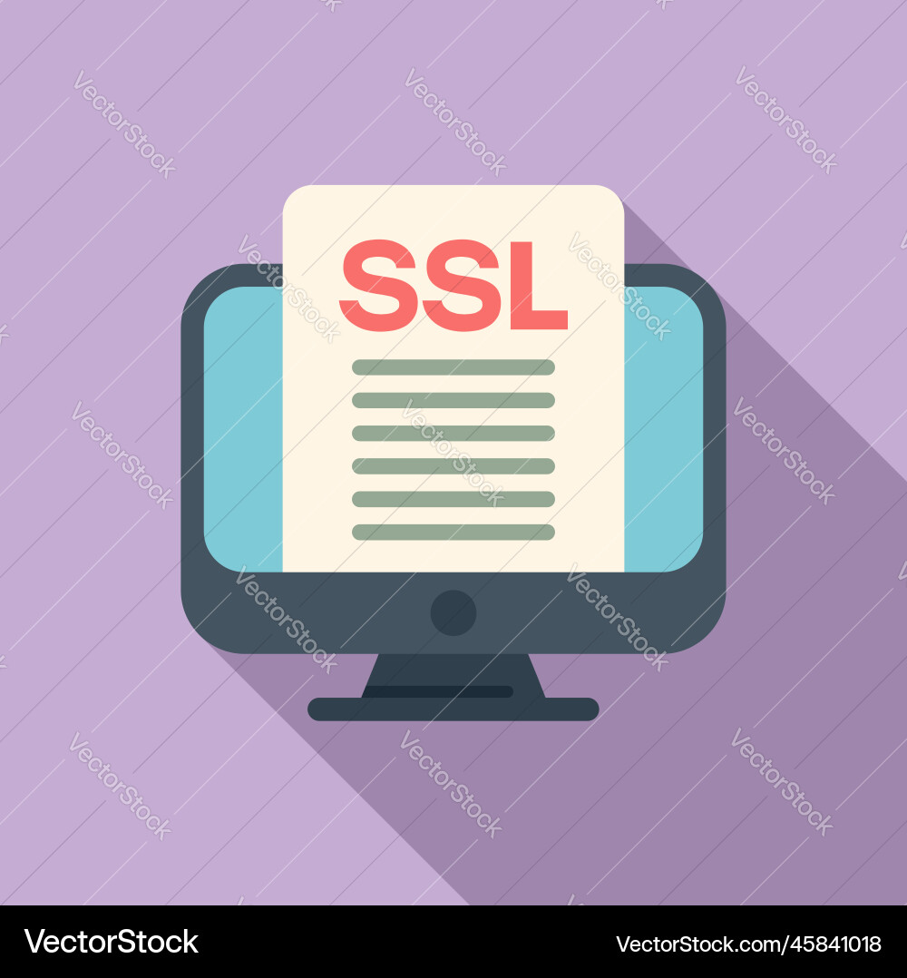 Online ssl certificate icon flat web data Online ssl certificate icon flat web data vector image