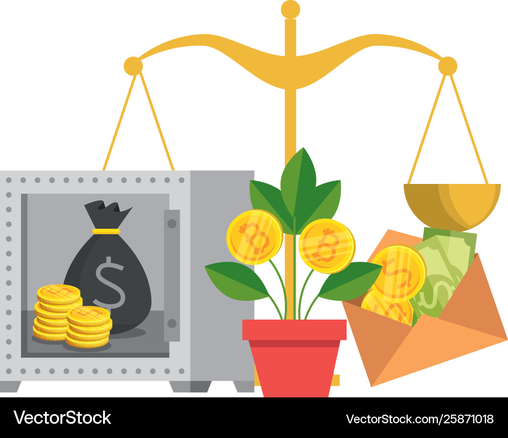 Safe box with bitcoin symbol Safe box with bitcoin symbol vector image