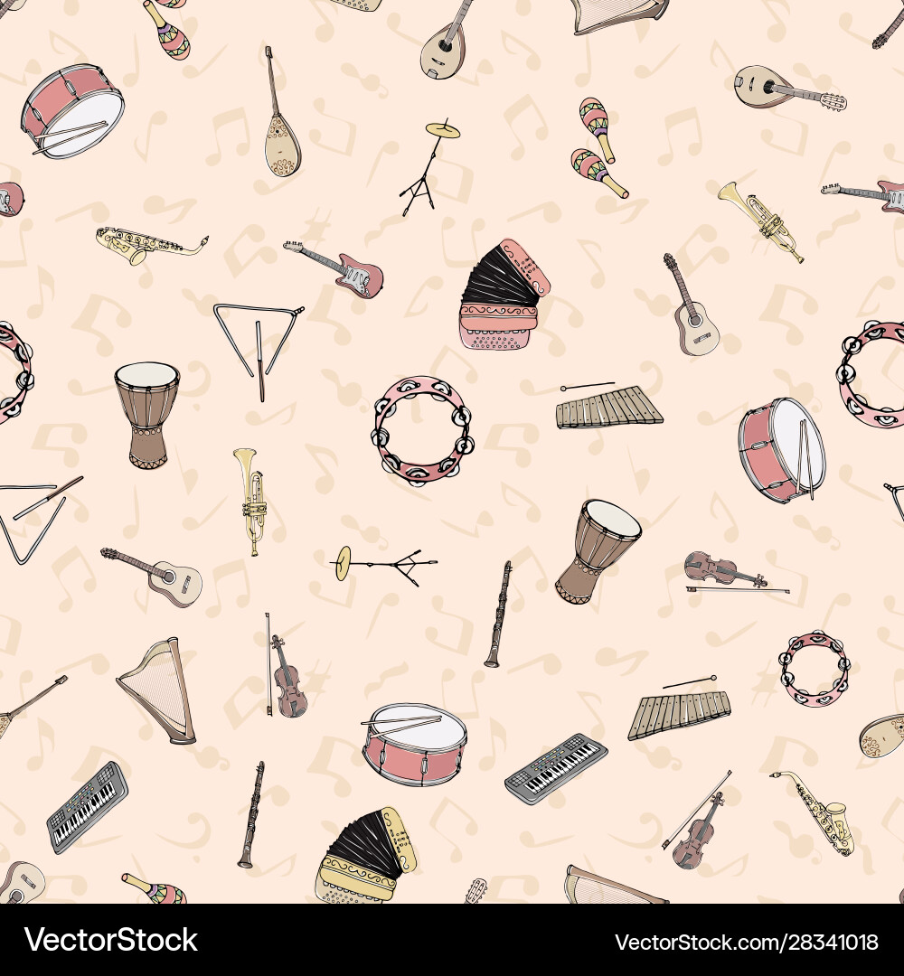Seamless pattern with musical instruments Seamless pattern with musical instruments vector image