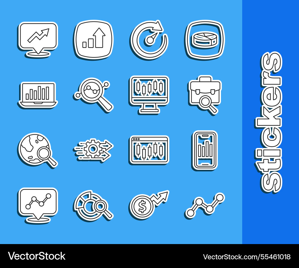 Set line graph chart infographic mobile with work Set line graph chart infographic mobile with work Vector Image