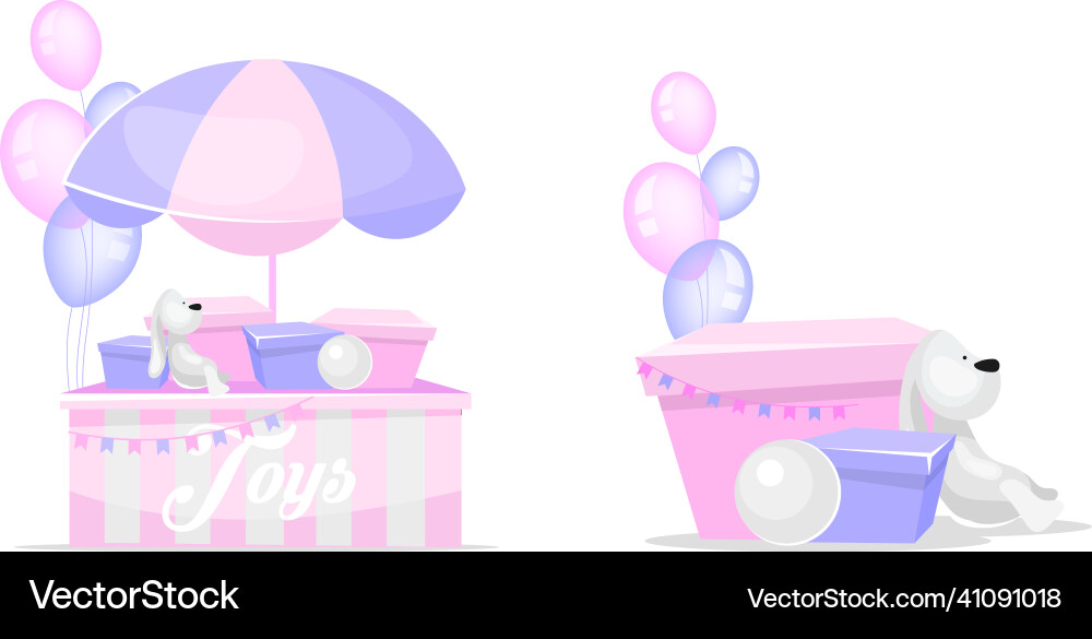 Toys flat color objects set Toys flat color objects set Vector Image