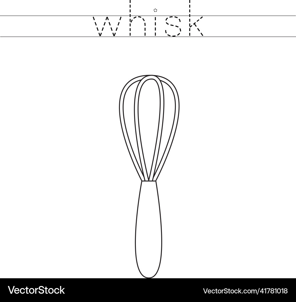 Trace the letters and color whisk handwriting Vector Image