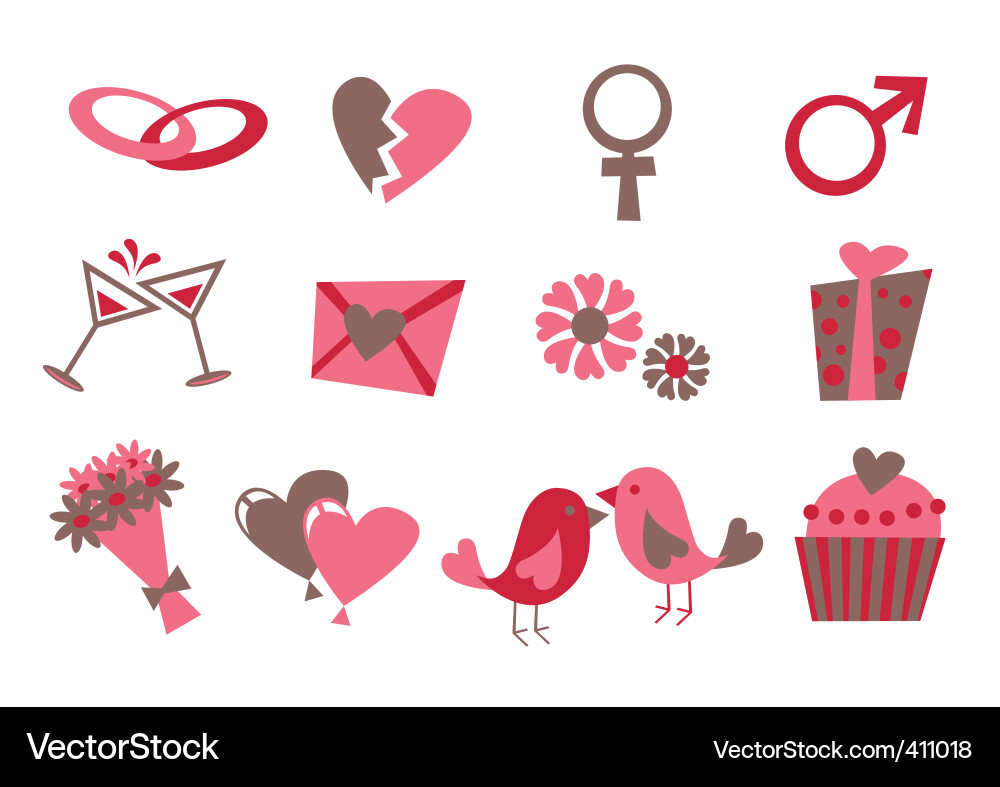 Valentine Hearts & Arrows Icons Vector Image