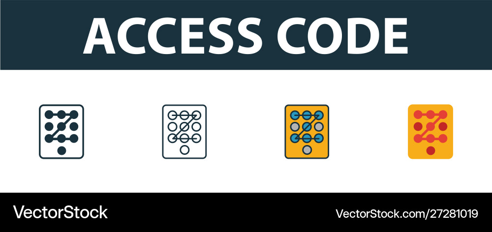Access code icon set premium symbol in different Access code icon set premium symbol in different Vector Image
