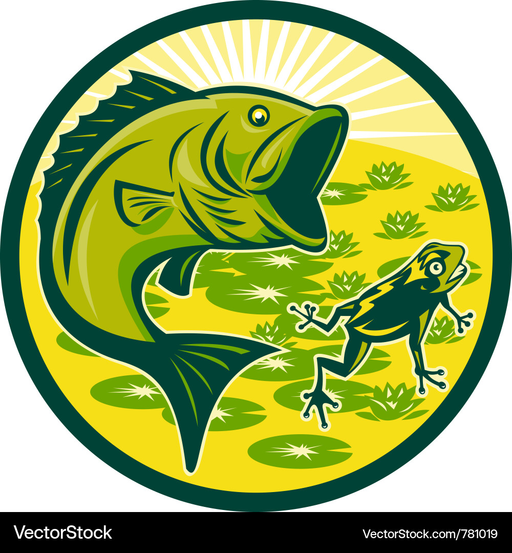 Bass Fishing Retro Icon vector image