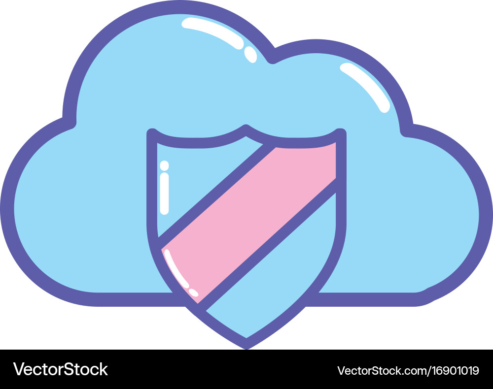 Cloud data center with security shield vector image