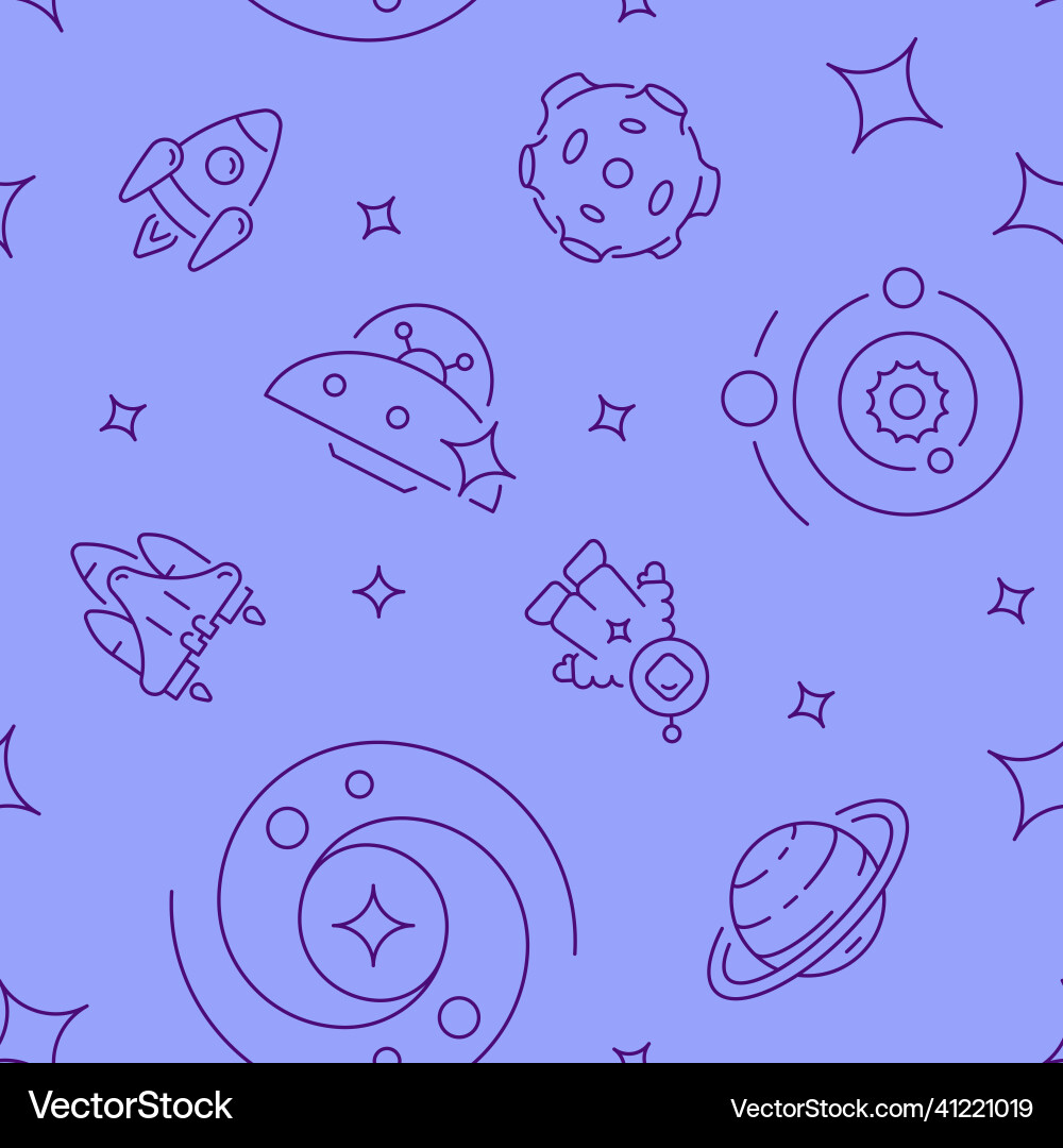 Crewed spaceflight abstract seamless pattern Vector Image