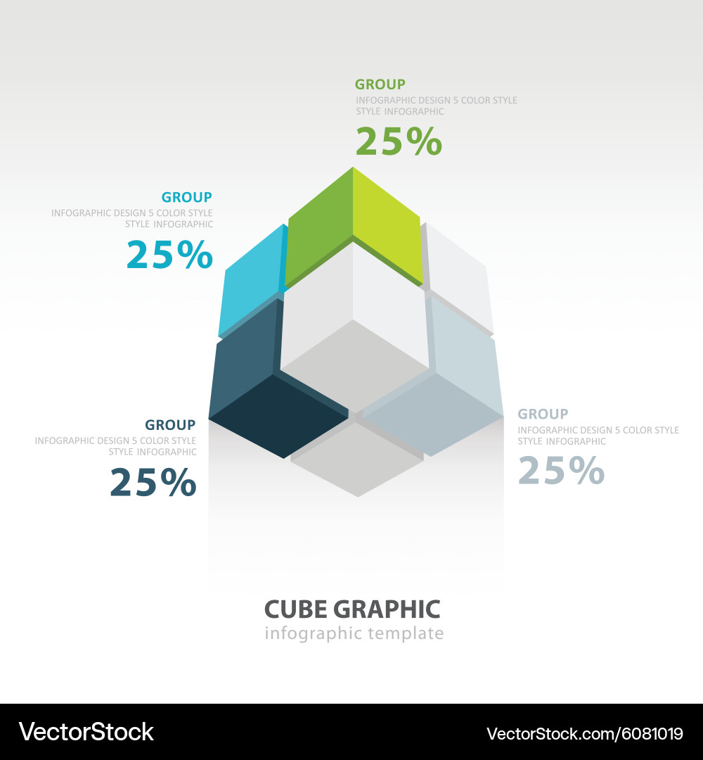 Cube infographic template bottom view vector image