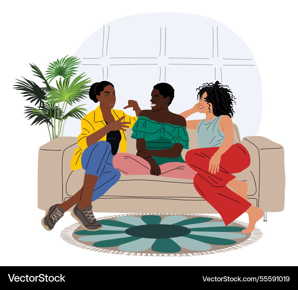 Diverse Gruppe von weiblichen Freunden auf dem Sofa sitzen Diverse Gruppe von weiblichen Freunden auf dem Sofa sitzen vektorbild