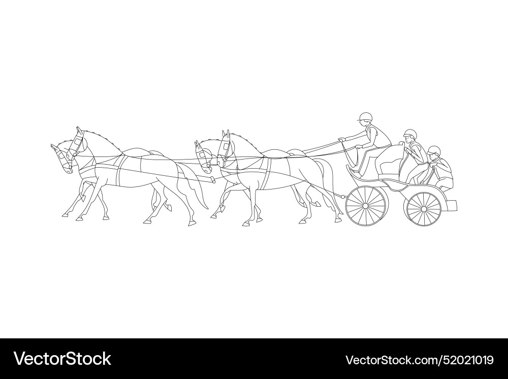 Equestrian driving a team of four horses Equestrian driving a team of four horses vector image