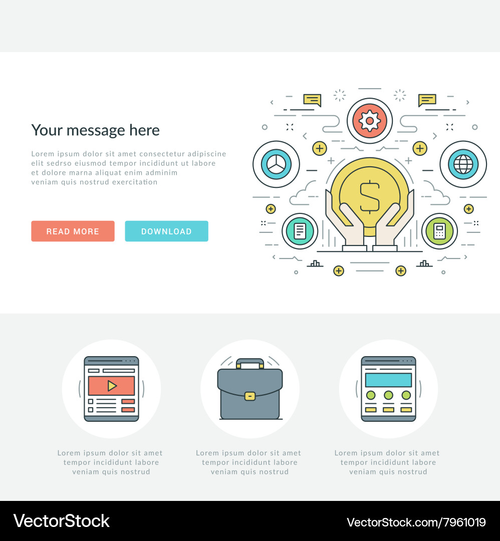 Flat line business concept web site header vector image