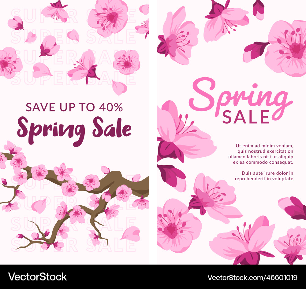 Frühlingsverkauf bis zu vierzig Prozent promo Banner Frühlingsverkauf bis zu vierzig Prozent promo Banner vektorbild