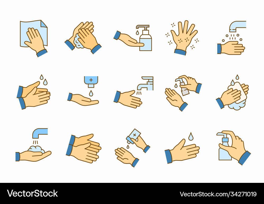 Hand washing icons set Hand washing icons set vector image