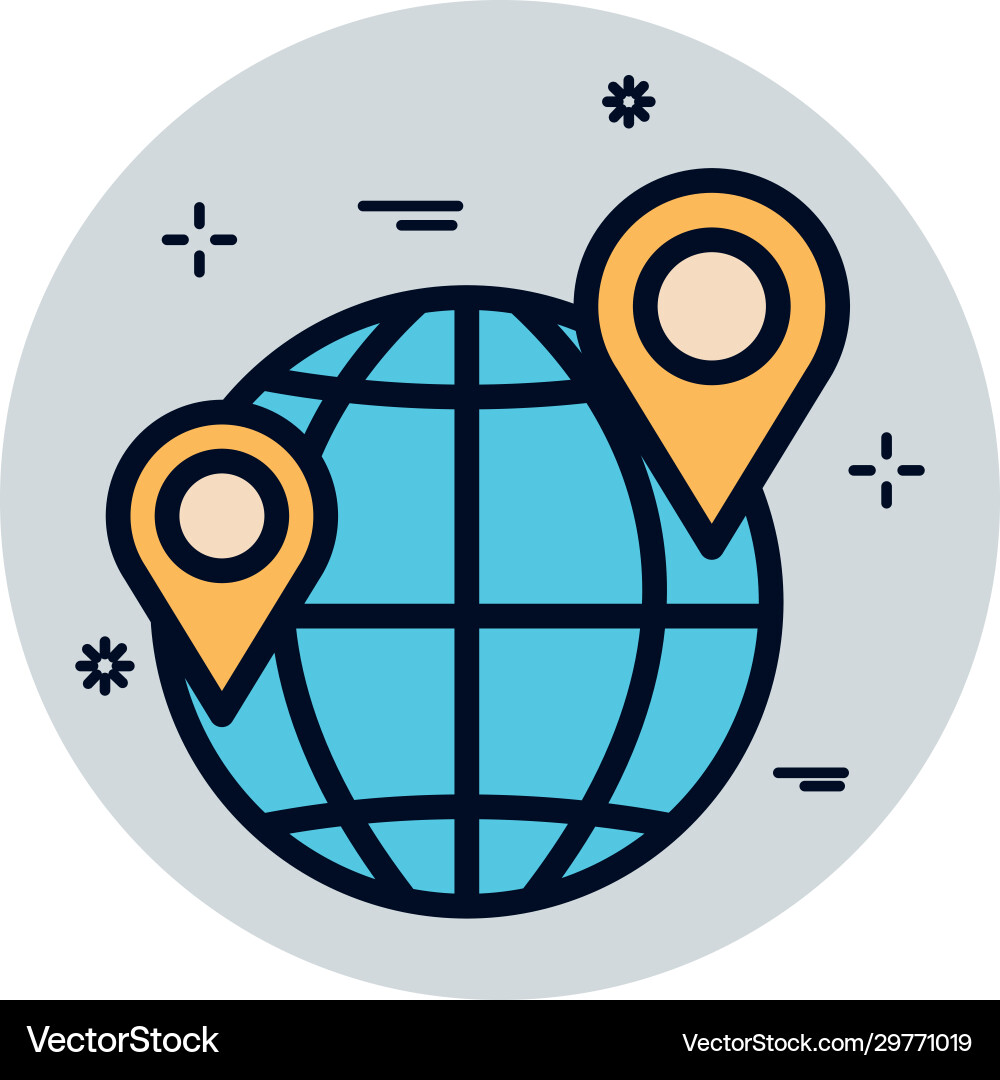 Isolated global sphere and gps marks fill block vector image