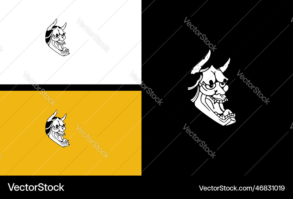 Kopf Teufel mit Horn Linie Kunst flaches Design Kopf Teufel mit Horn Linie Kunst flaches Design vektorbild