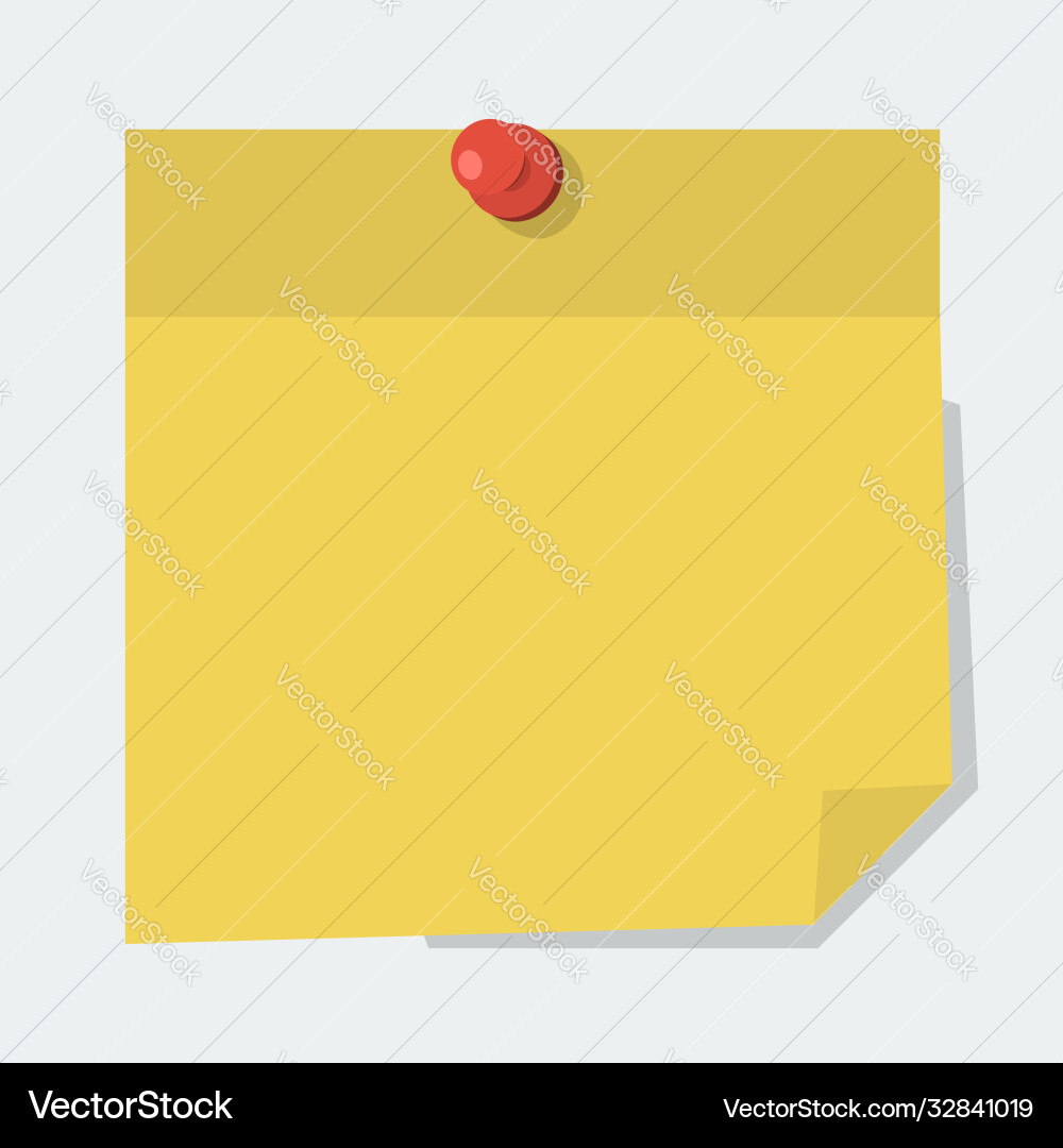 Note paper with red pin in flat style Note paper with red pin in flat style vector image