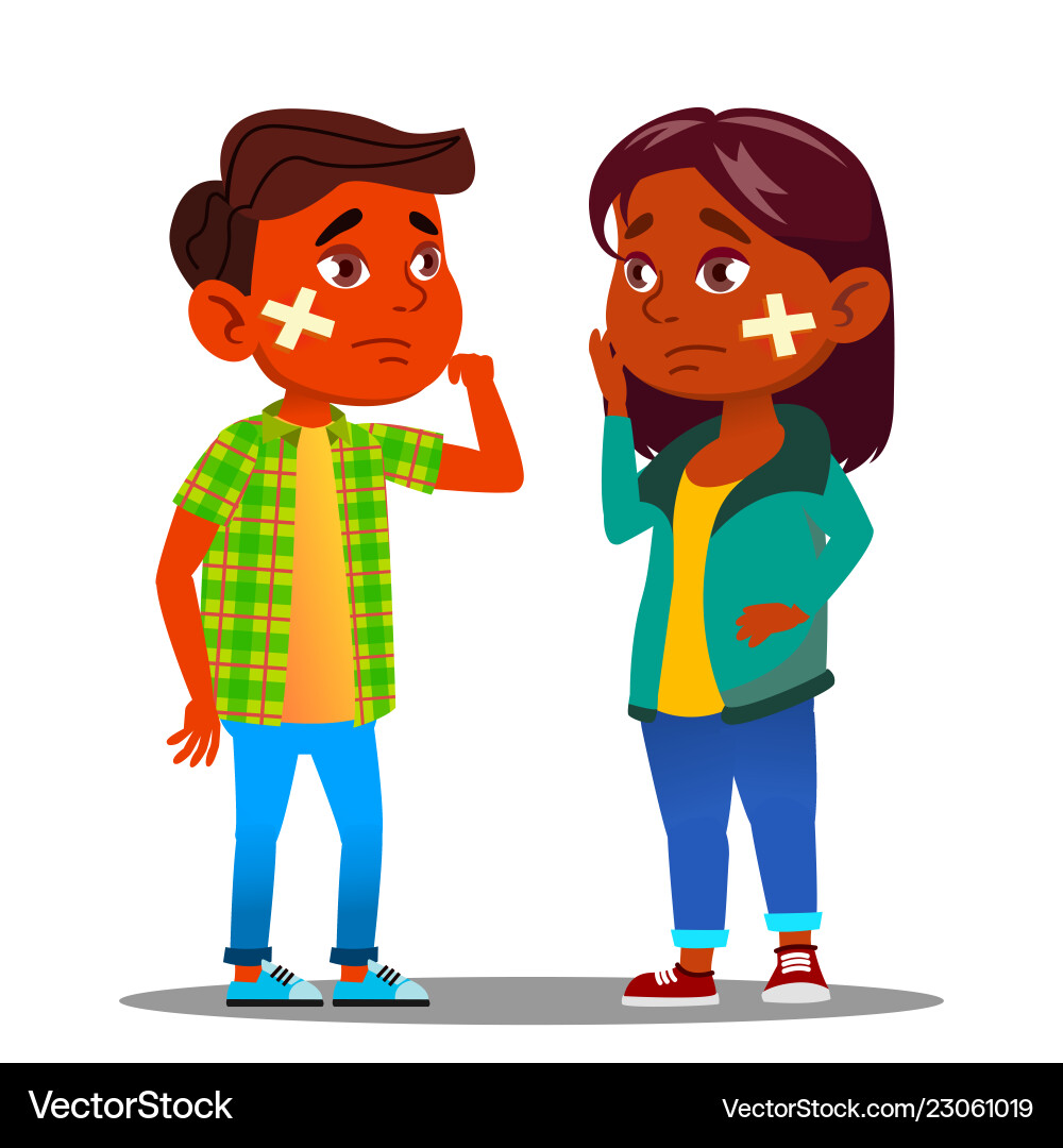 Sad indian child girl boy with cross scratch Sad indian child girl boy with cross scratch vector image