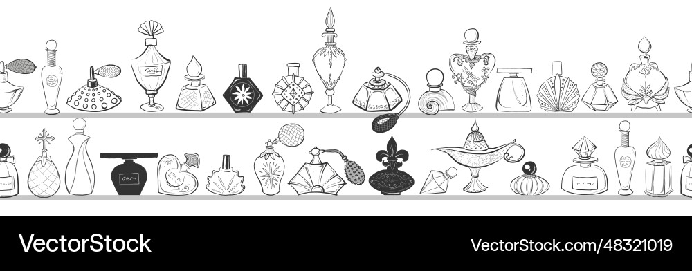 Seamless horizontal pattern with doodle perfume Seamless horizontal pattern with doodle perfume vector image