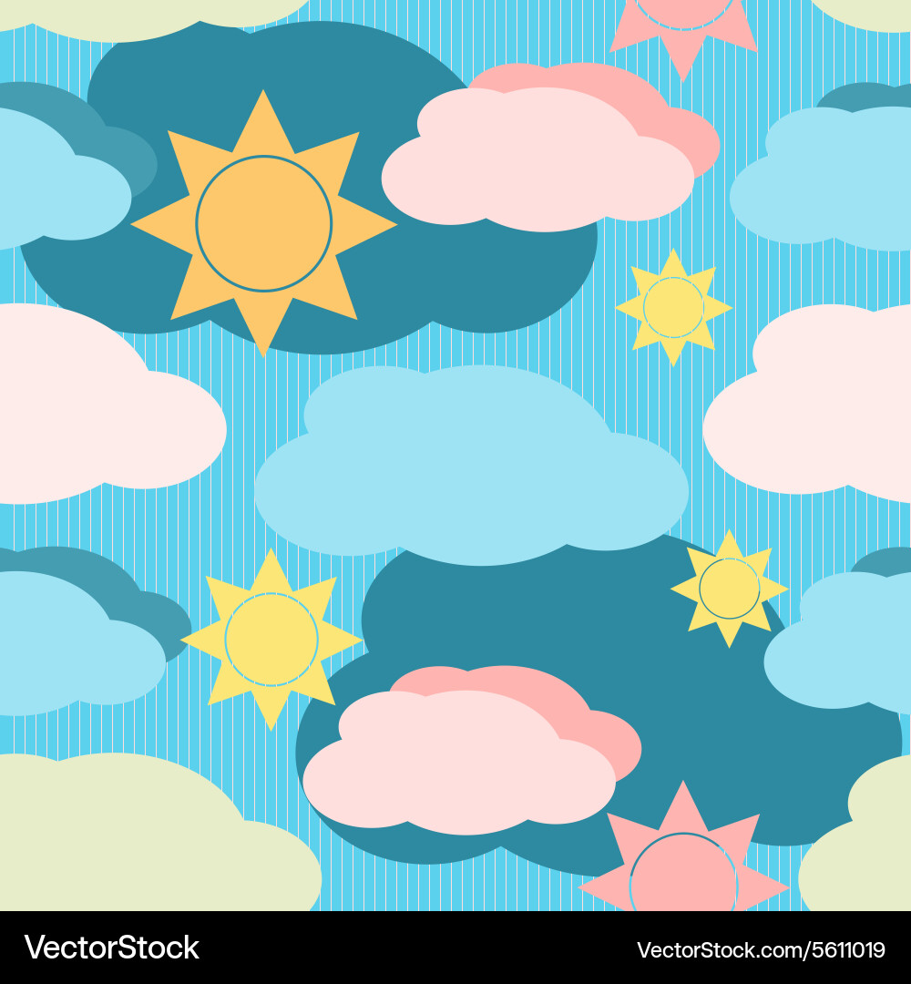Seamless pattern with clouds and sun vector image