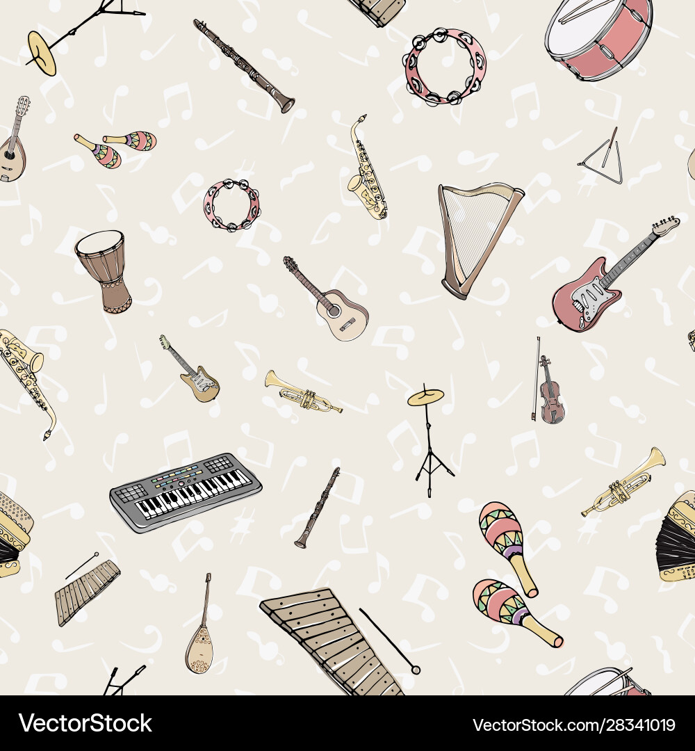 Seamless pattern with musical instruments Seamless pattern with musical instruments vector image