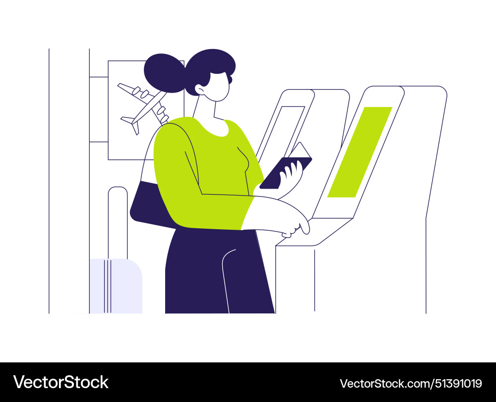 Self-check-in abstract concept Self-check-in abstract concept Vector Image