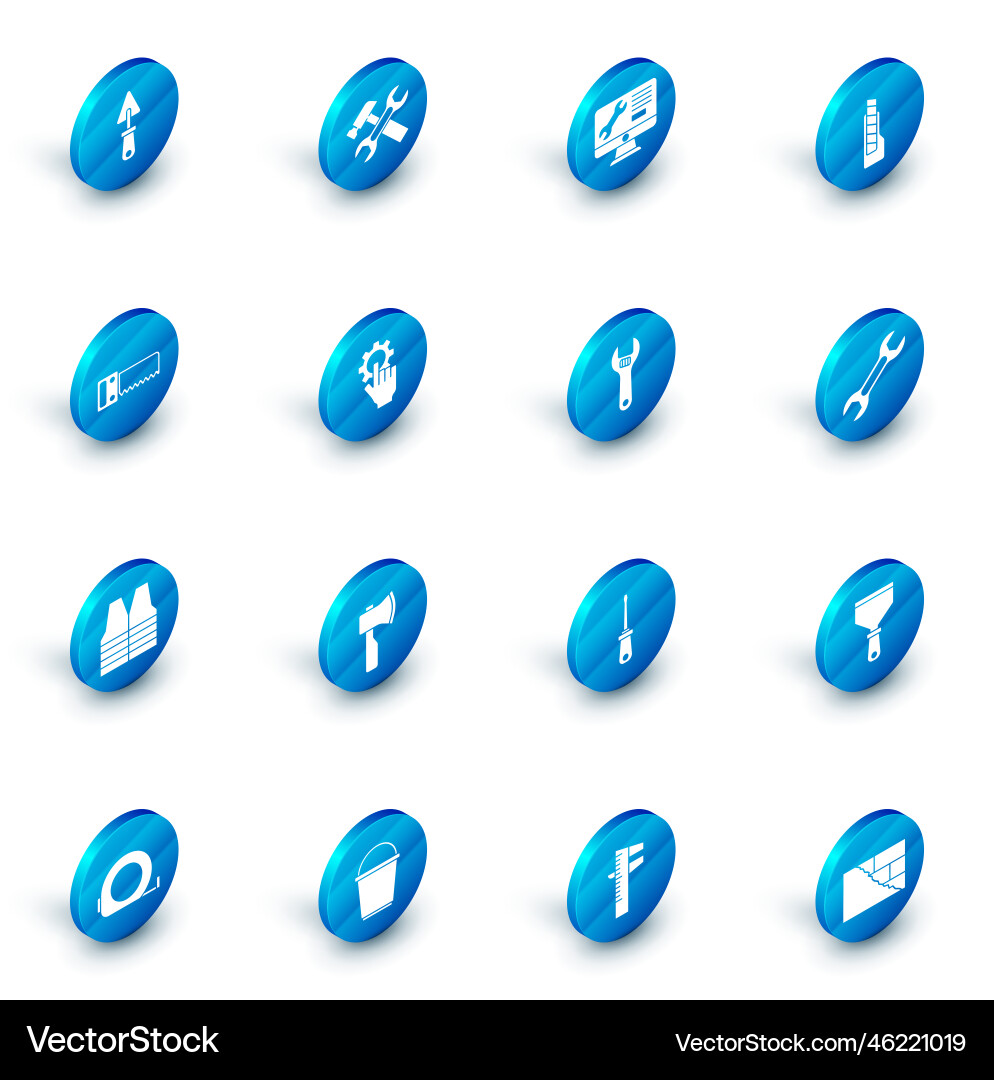 Set hammer and wrench computer monitor service Vector Image