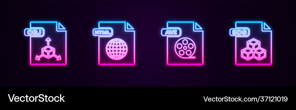 Set line obj file document html avi and 3ds Set line obj file document html avi and 3ds vector image