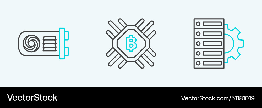 Set line server and gear mining farm cpu Set line server and gear mining farm cpu vector image