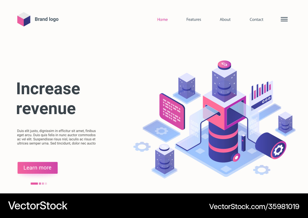 Umsatz Wachstum Isometric Landing Page Vektorbild
