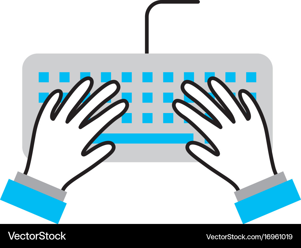 User with computer keyboard isolated icon vector image