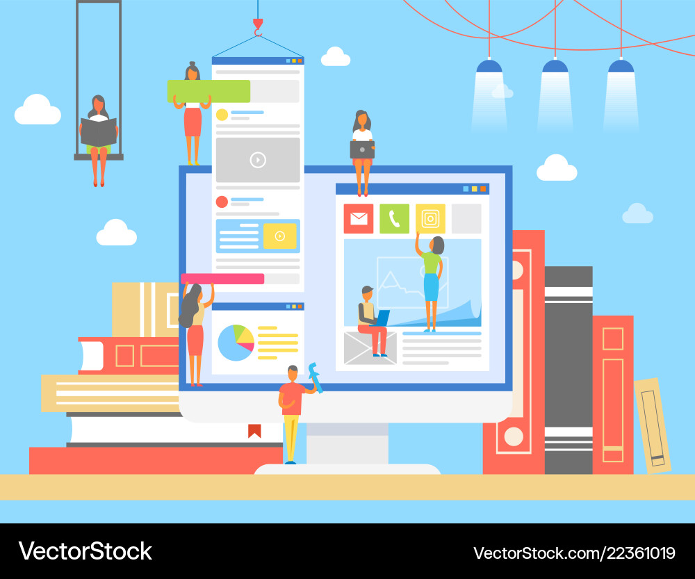 Web design abstract work process colorful card Vector Image