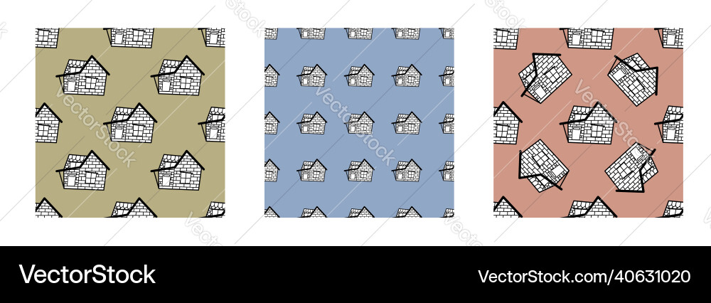 A set of seamless patterns from black A set of seamless patterns from black vector image