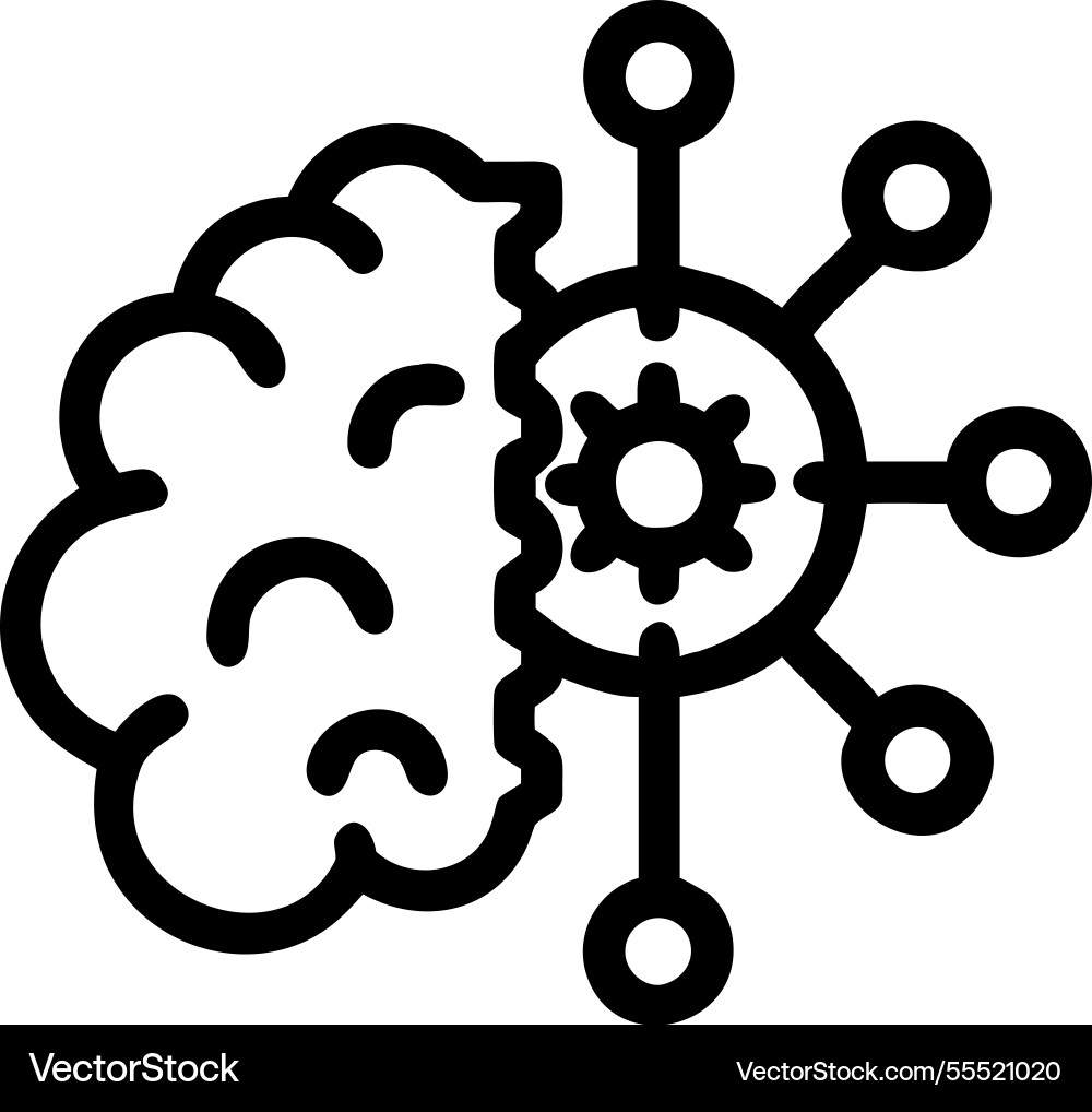 Ai brain with cluster network icon Vector Image
