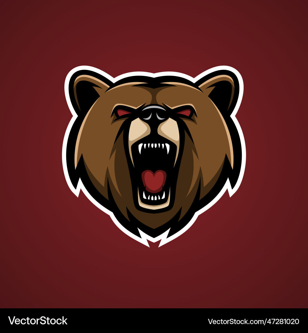Angry bear head mascot logo - animals Vector Image