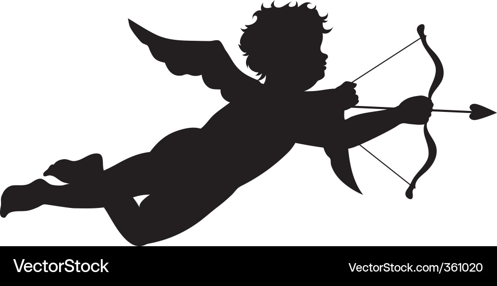 Cupid Silhouette Romance Vector Image