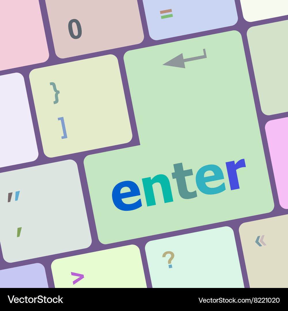 Enter button on computer pc keyboard key vector image