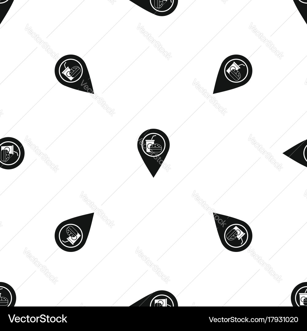 Fast food and restaurant map pointer pattern vector image