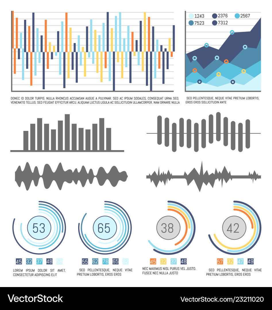 Flowcharts and infographics with data visual info Flowcharts and infographics with data visual info vector image