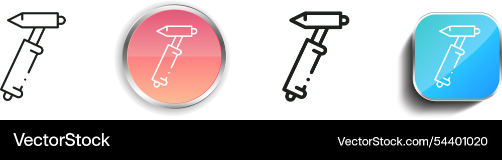 Glass hammer icon thin linear regular and button Vector Image