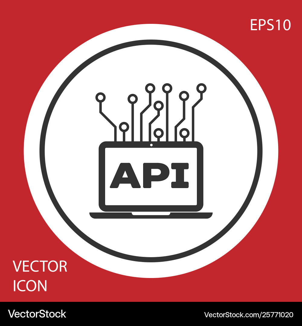 Grey computer api interface icon isolated on red Grey computer api interface icon isolated on red vector image