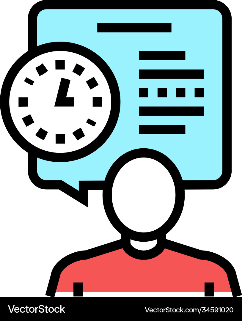 Human talk about task time scheduling color icon Human talk about task time scheduling color icon vector image