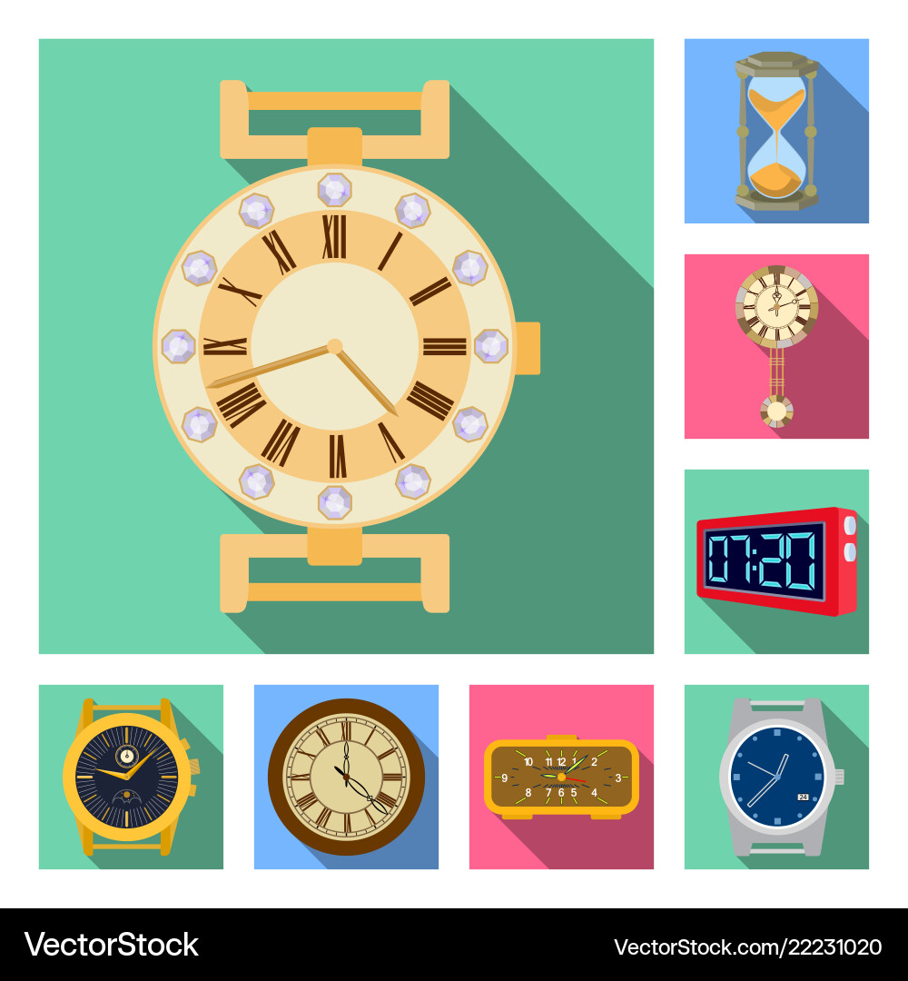 Isolated object of clock and time logo collection Isolated object of clock and time logo collection vector image