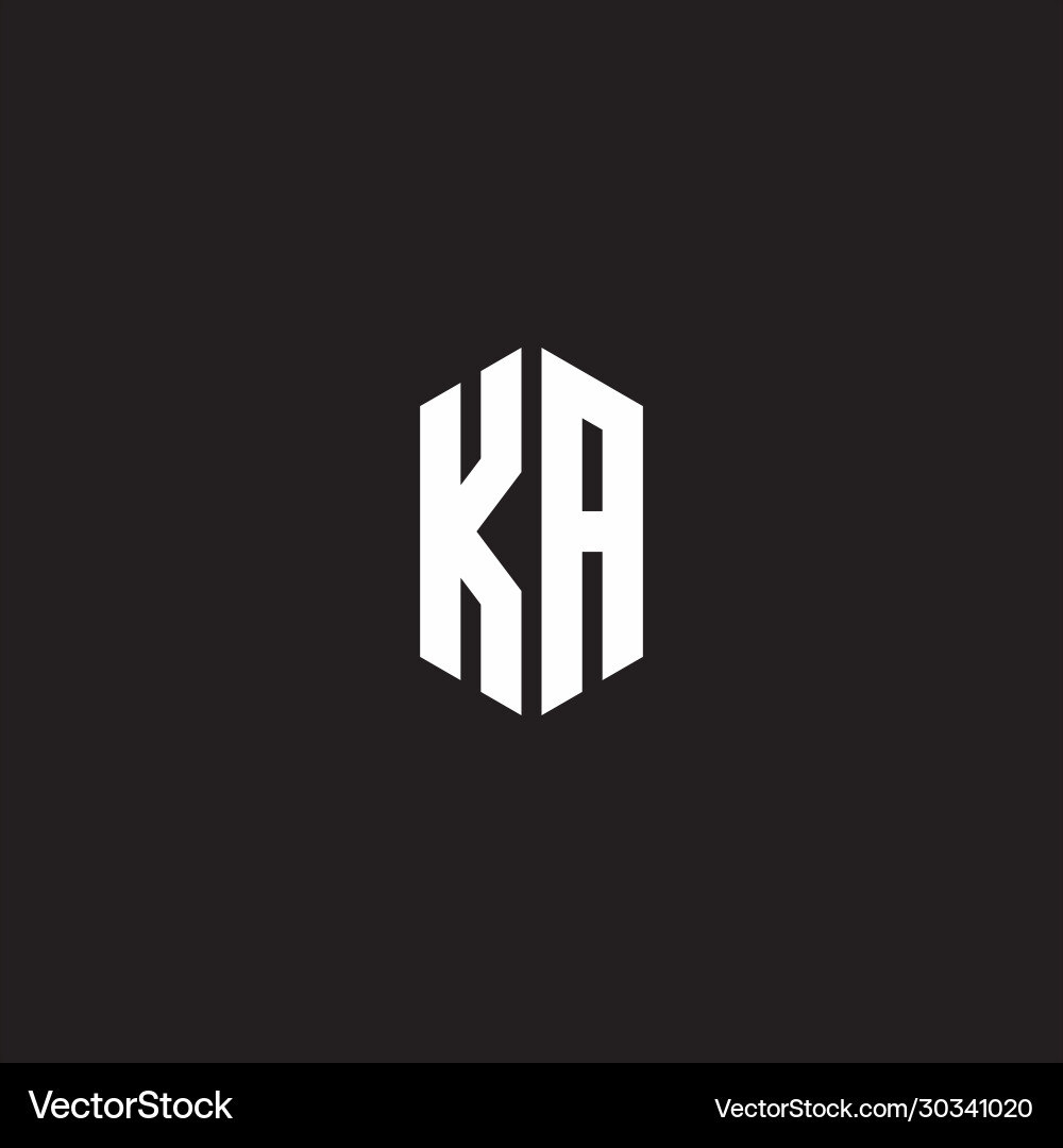 Ka logo monogram with hexagon shape style design vector image