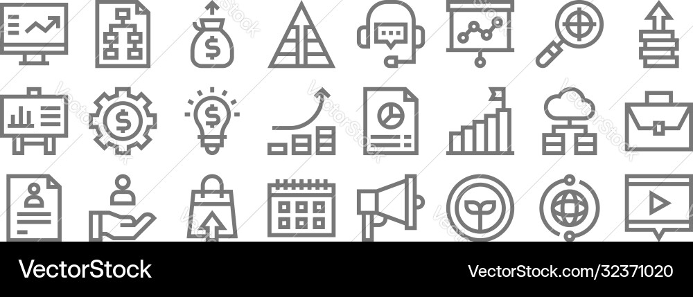 Marketing und Wachstumslinie Icons linear Set Marketing und Wachstumslinie Icons linear Set vektorbild