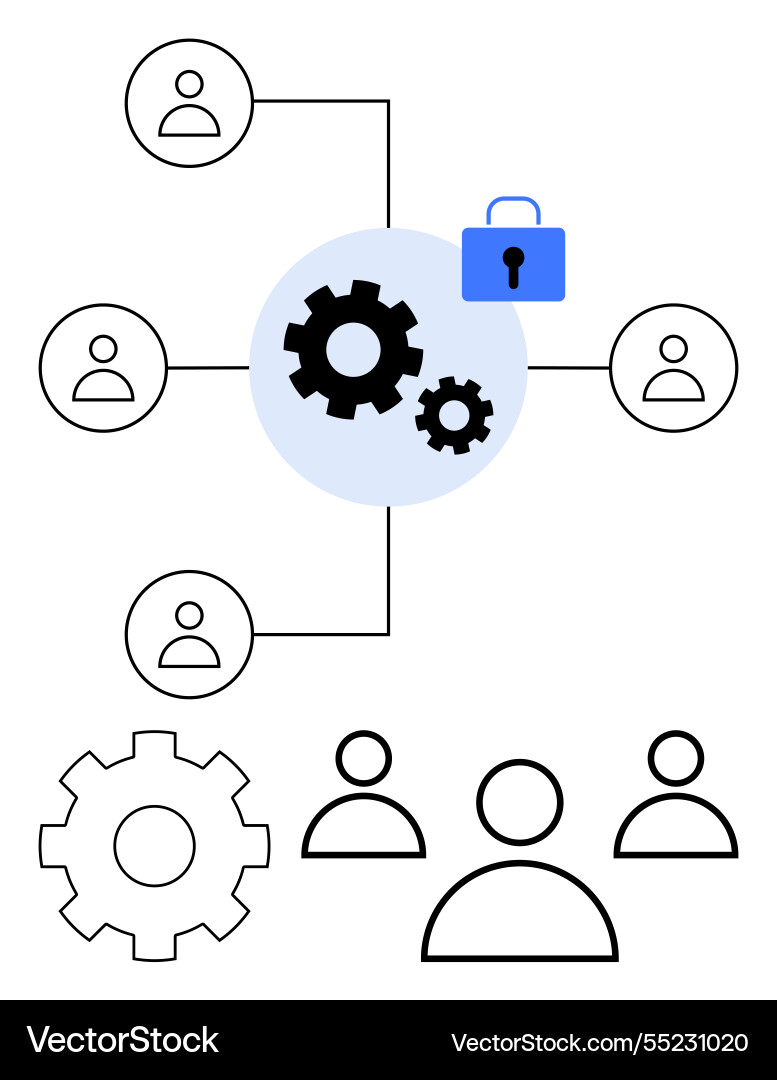 Network security concept with gears user Network security concept with gears user vector image